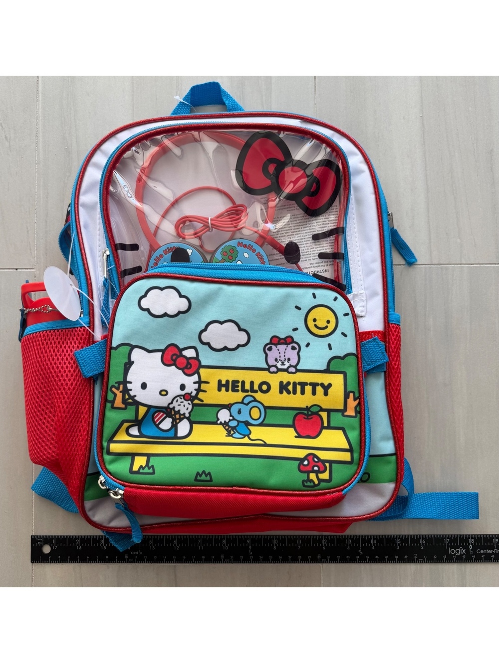 Hello Kitty 4 Piece Backpack Set with Lunch Bag, Headphones, & Water Bottle